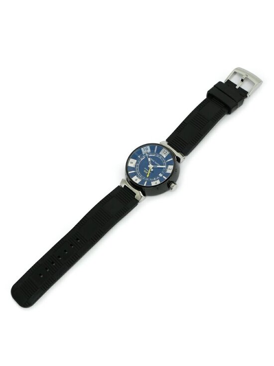 Louis Vuitton Tambour in Black GMT Dial Stainless Steel Rubber Quartz Watch main image 9